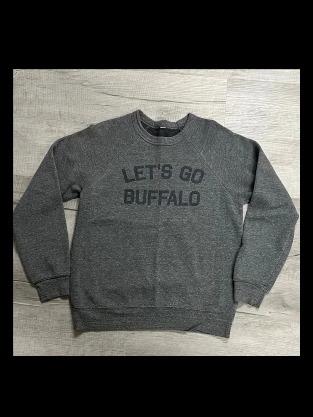 Tribe Lacrosse Gray 'LET'S GO BUFFALO' Bills Crewneck Sweatshirt sz MED NO TAGS! - Picture 2 of 2